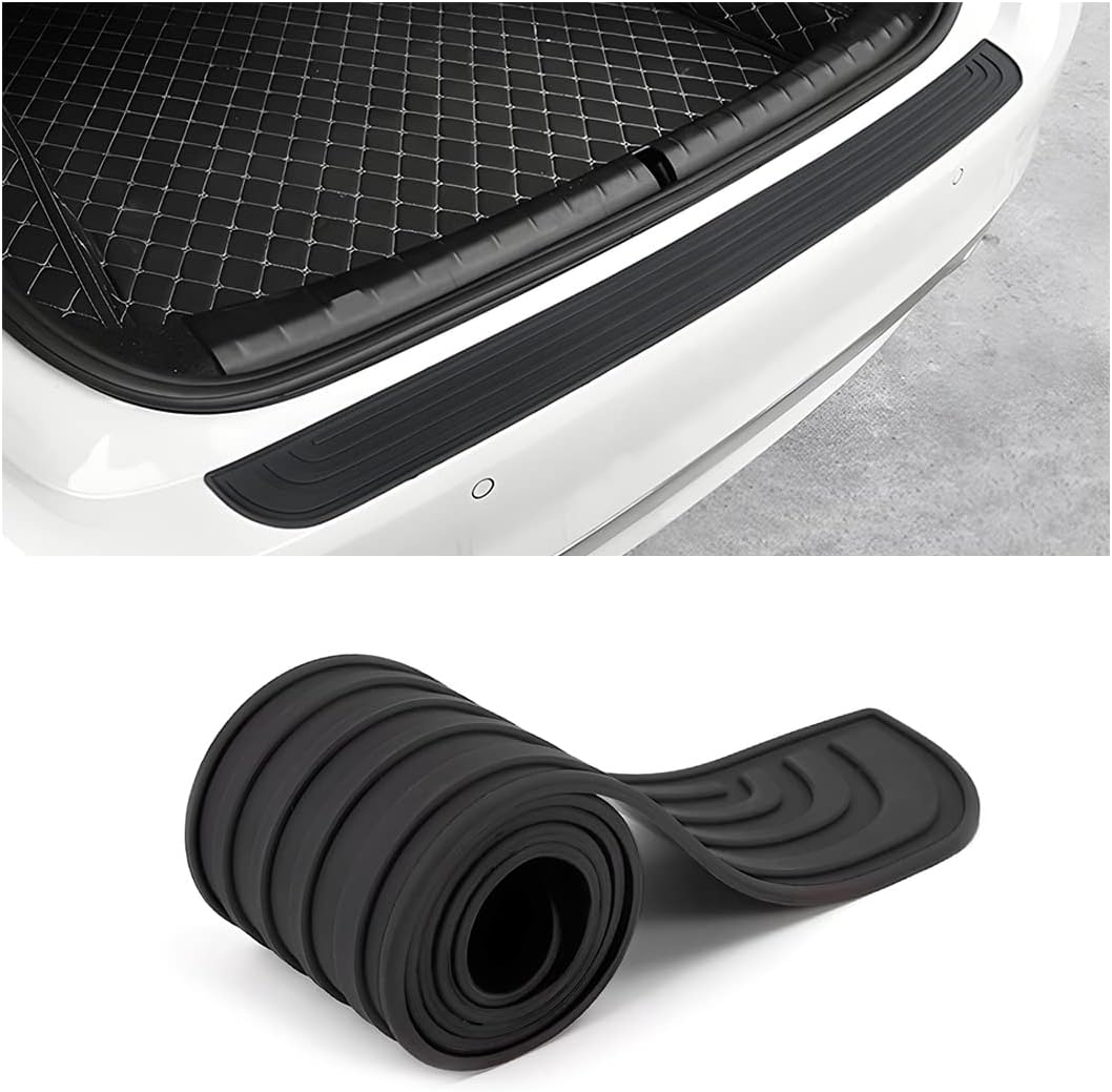 Car Rear Bumper Protector Guard, Anti-Scratch Abrasion Rubber Trunk Door Entry Sill Guard, Non-Slip Vehicle Trim Cover Protection Strip, Car Accessories for Most Cars and SUV (Black/Red/35.4" x2.7)