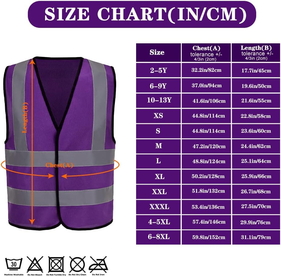 AYKRM 12 colour High visibility viz vest hi vis viz reflective work construction safety vest (XS-8XL) - Colors B