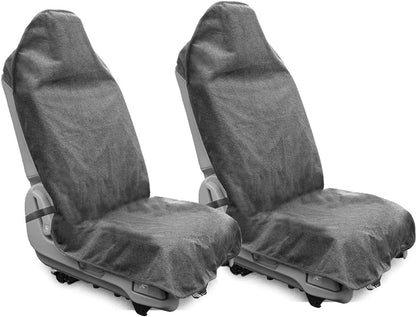 Waterproof Sweating Car Seat Cover for Post Gym Workout, Running, Swimming, Beach and Hiking, Universal Fit Non-Slip Towel Bucket Seat Protector for Cars SUV Trucks, Machine Washable (Grey)
