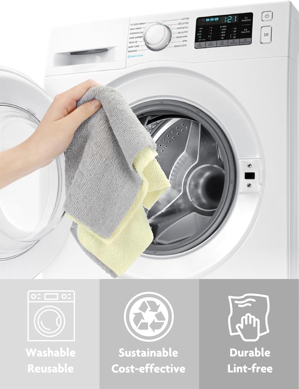Fantasticlean Microfiber Cleaning Cloth Roll -75 Pack, Tear Away Microfiber Towels, 12" x 12", Reusable, Washable, Scratch Free, Ultra Absorbent for All-Around Cleaning Supplies (DimGray)