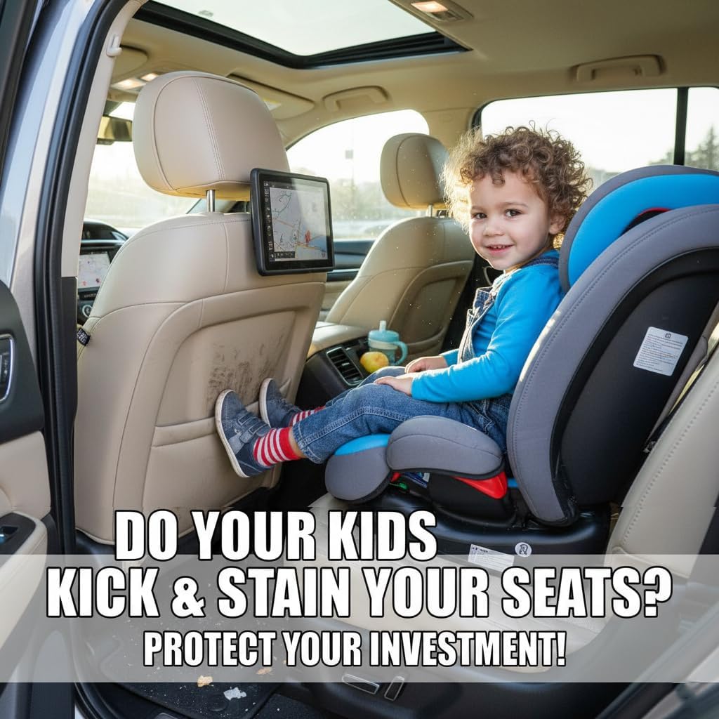 TAIKOO Seat Back Protector + Large Capacity Pocket Storage Organizer,Preventing the Impact of Children Stepping on the Seat Backrest (Black)