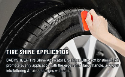 BABYSHEEP Car Tire Shine Applicator,Large Vegan Tire Shine Brush - Automotive Tire Dressing Applicator Brush with Storage Stand for Tire Detailing & Car Wash Kit, Black, 3.6 Inch Length (Black)