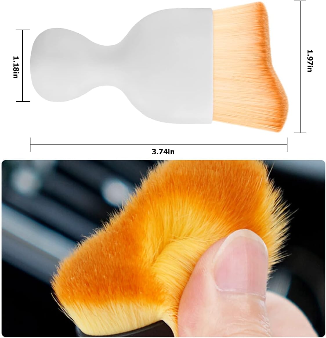 Blilo Car Interior Detailing Brush, Auto Soft Hair Cleaning Brushes, Curved Dirt Dust Collectors, Removal Tool for Dashboard Air Conditioner Vents Leather, Scratch Free (Black/1PCS)