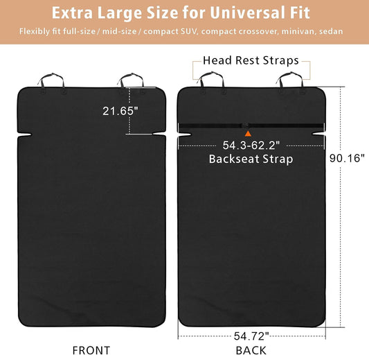 F-color SUV Cargo Liner for Dogs - Waterproof Pet Cargo Liner, Comfort Dog Cargo Cover with Bumper Flap Protector, Scratchproof for Large SUVs Sedans Trunks Vans, Black