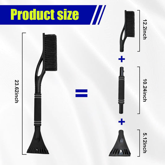 Dickno 24 Inch Car Snow Scraper and Brush, Detachable Scratch Free Ice Scraper with Ergonomic Foam Grip, Universal Winter Snow Removal Tool for Car Windshield Window (Black)