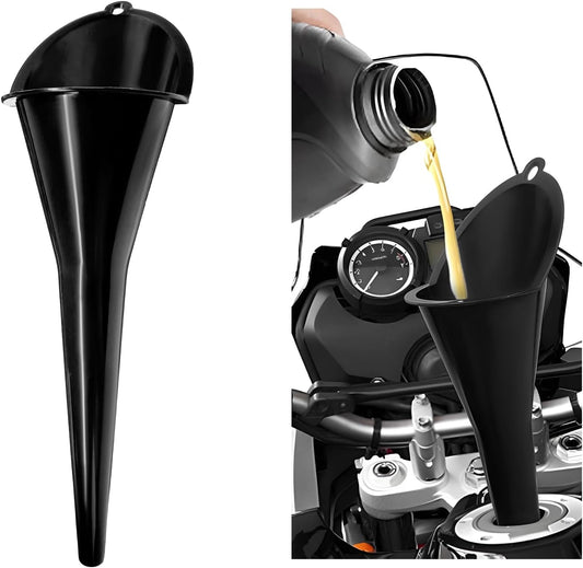 DXNQ Oil Funnel, Automotive Multi-Function Plastic Fuel Funnel with Long Neck, Universal Engine Oil Funnel for Filling Oils Gas Lubricants and Fluids, Car Accessories (Black)