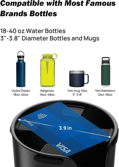 JOYTUTUS Upgraded Car Cup Holder Expander with Offset Base, Fit for YETI, Hydro Flask, Large Cup Holder Expander for Car Hold 18-40 oz Bottles and Mugs, Other Bottles in 3.4"-3.8"(Bling)