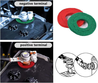 12 in 1 Battery Terminal Cleaner Kit - Must Have Tool Best for Extend Car Marine Battery Life with 10PCS Fiber Washers Protector and 2PCS Cleaning Brush