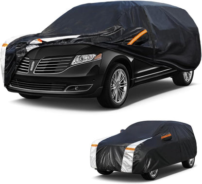 Large SUV Car Cover for Chevy Suburban 100% Waterproof All Weather, Heavy Duty Outdoor Full Exterior Covers Rain Sun Wind UV Protection. - Colors C