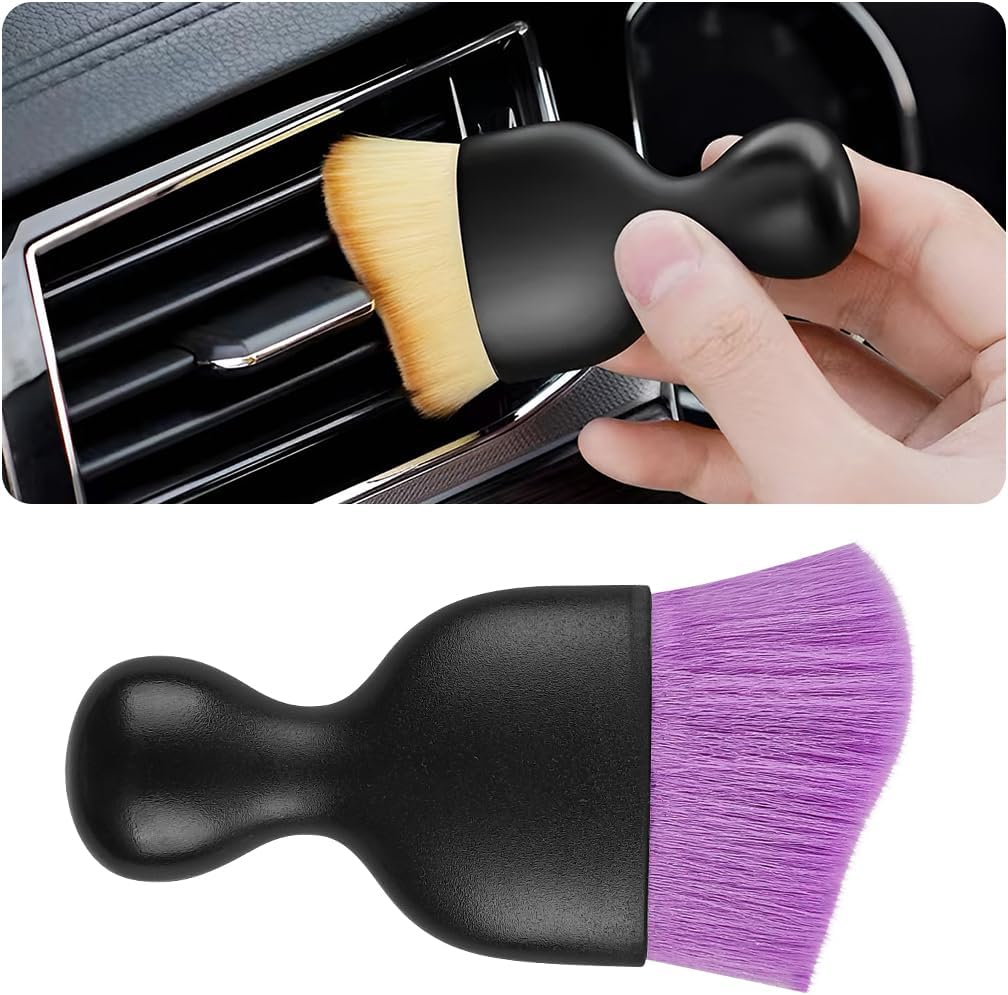 Blilo Car Interior Detailing Brush, Auto Soft Hair Cleaning Brushes, Curved Dirt Dust Collectors, Removal Tool for Dashboard Air Conditioner Vents Leather, Scratch Free (Black/1PCS)