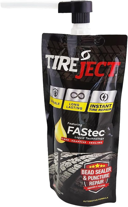 TireJect Automotive Compact Car 2-in-1 Tire Sealant & Bead Sealer Kit for tire Repair of leaks and punctures