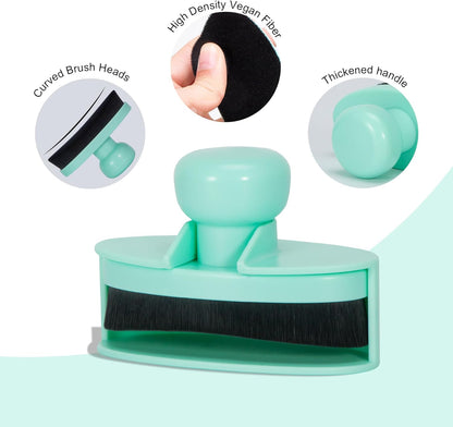 Yoseng Tire Shine Brush - Curved Brush Head & Large 3.8'' Tire Dressing Applicator with Storage Stand for Automotive Detailing, Car Enthusiasts, DIY Users (Vegan, Washable, Black)