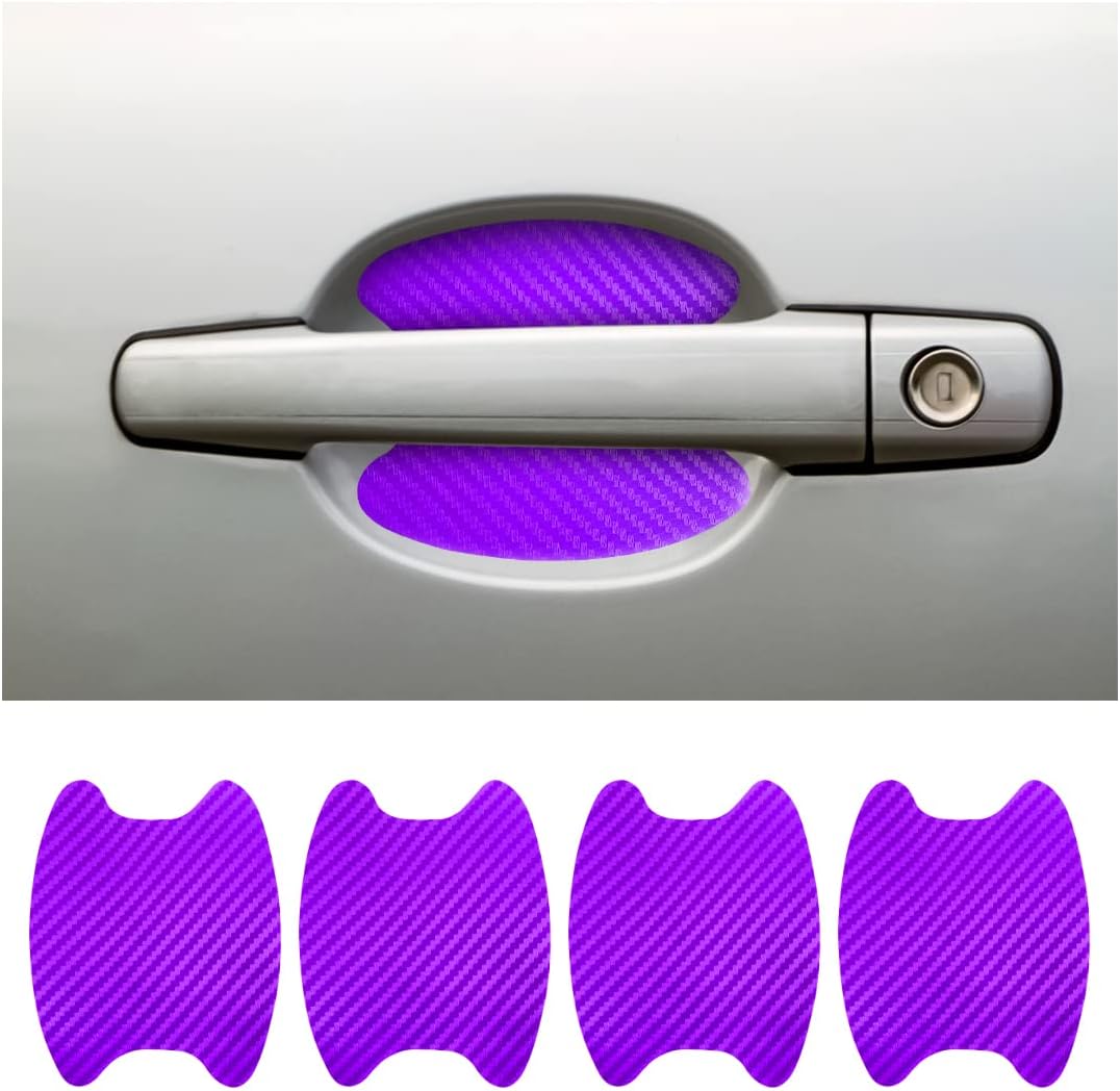 4PCS Sticker, Carbon Fiber Anti-Scratches Car Door Cup Protector, Non-Marking Auto Door Handle Protective Film, Universal for Most Car Handles (Black/4PCS)
