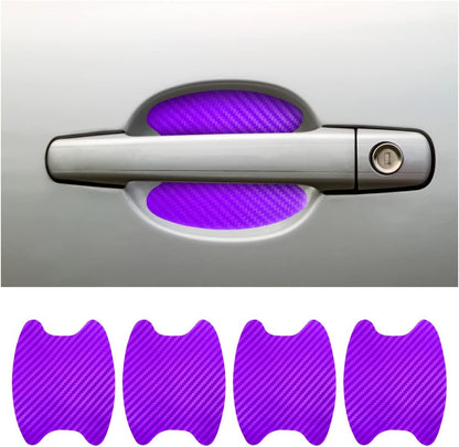 4PCS Sticker, Carbon Fiber Anti-Scratches Car Door Cup Protector, Non-Marking Auto Door Handle Protective Film, Universal for Most Car Handles (Black/4PCS)