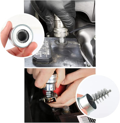 12 in 1 Battery Terminal Cleaner Kit - Must Have Tool Best for Extend Car Marine Battery Life with 10PCS Fiber Washers Protector and 2PCS Cleaning Brush