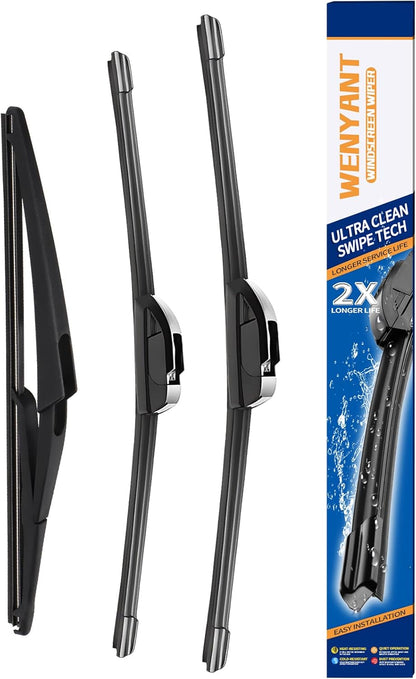 26"/19"/16" Windshield Wipers Compatible with Toyota Prius 2010-2015 Front and Rear Wiper Blades for My Car Automotive Replacement (Set of 3) - Colors A