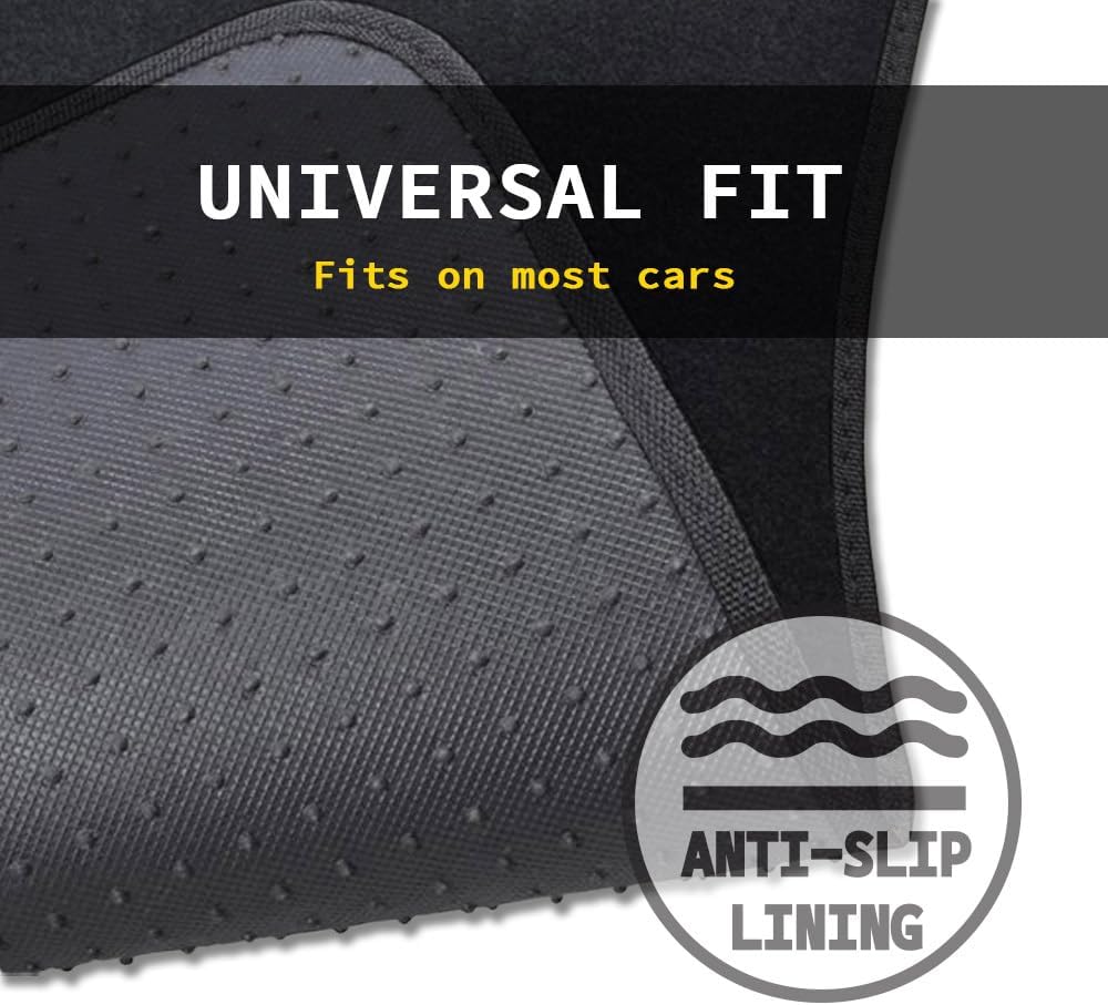 CarsCover Premium Vehicle Mats 4-Piece with Vinyl Heel Pad, Black Carpet Driver Passenger and Rear Floor Mats