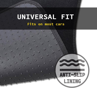 CarsCover Premium Vehicle Mats 4-Piece with Vinyl Heel Pad, Black Carpet Driver Passenger and Rear Floor Mats
