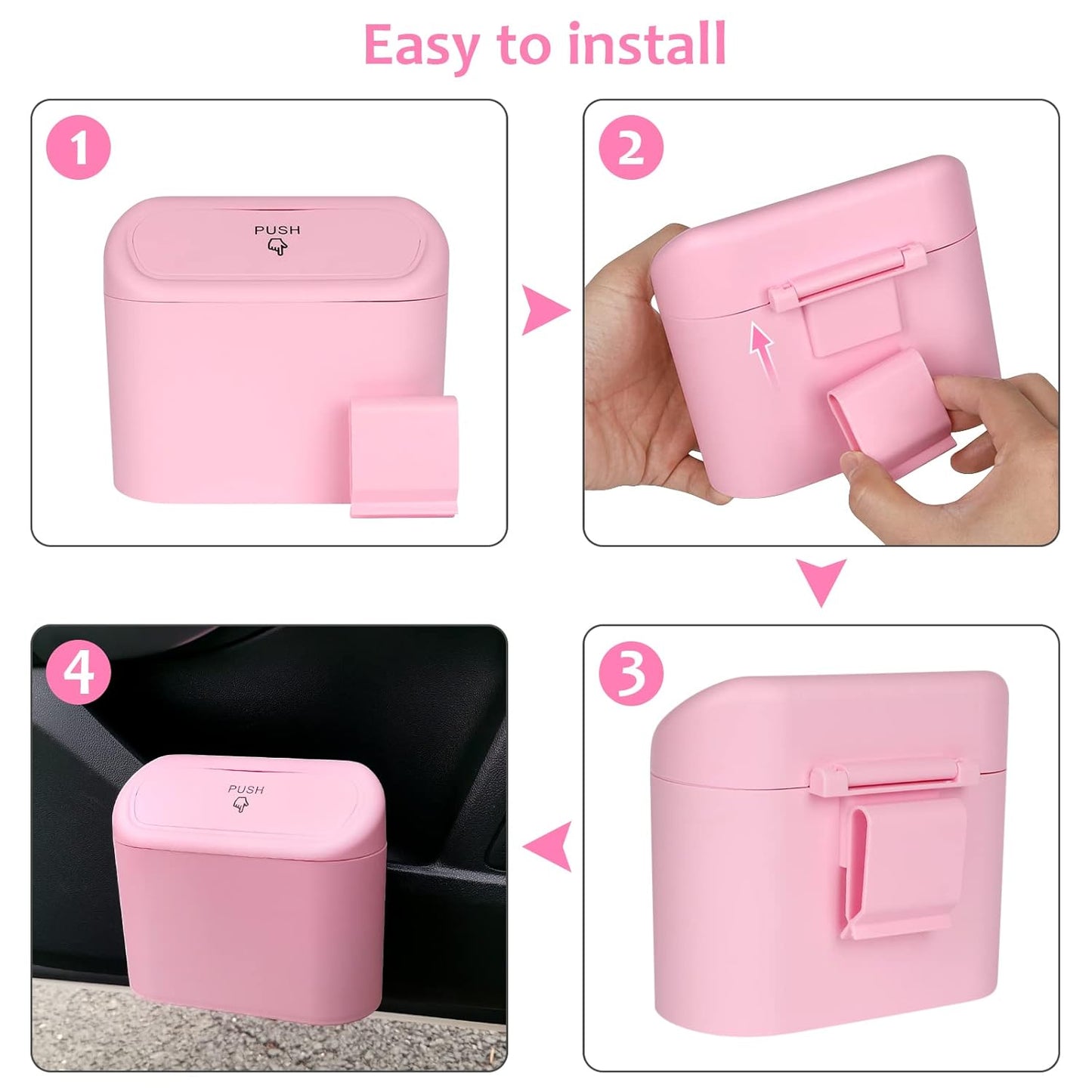 Accmor Car Trash Can with Lid, Leakproof Vehicle Garbage Organizer Holder Bin with 60 Pcs Trash Bags, Mini Auto Dustbin Interior Accessories Storage Container for SUV, Office, Home