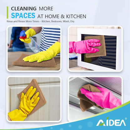 AIDEA Microfiber Cleaning Cloth-12PK, Soft Microfiber Towels for Cars, Absorbent Cleaning Rags, Lint-Free Streak-Free Wash Cloths for House, Kitchen, Window(12in.x12in), Black