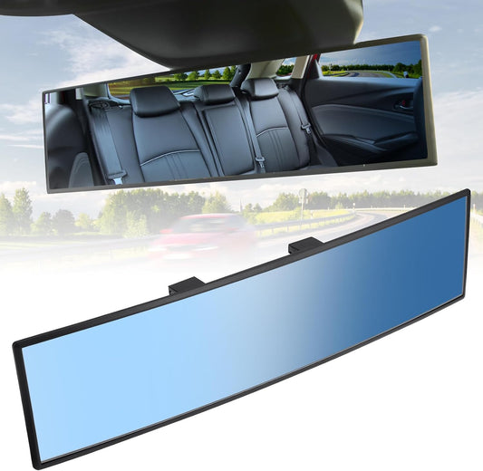 JOYTUTUS Panoramic Rear View Mirror, 12 Inch Wide Angle Clip On Mirror, Universal Car Interior Accessories, Convex Interior Mirror Reduces Blind Spot, Clear Vision Fits Car SUV Trucks