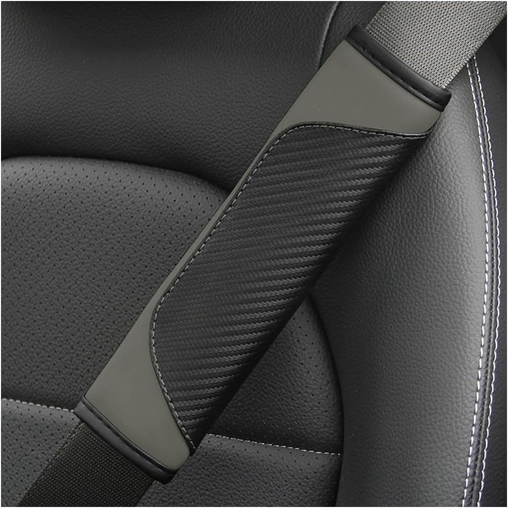 AUCELI 2PCS Car Seat Belt Cover, Carbon Fiber Seatbelt Shoulder Strap Covers, Breathable Leather Soft Harness Pad Protect Your Neck and Shoulder Compatible with Cars
