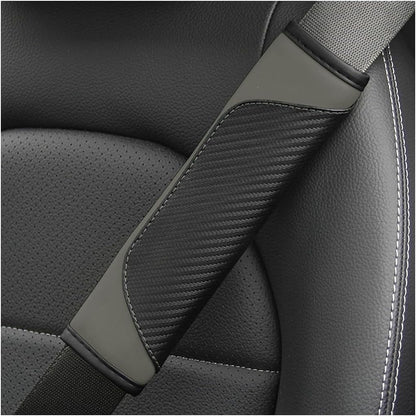 AUCELI 2PCS Car Seat Belt Cover, Carbon Fiber Seatbelt Shoulder Strap Covers, Breathable Leather Soft Harness Pad Protect Your Neck and Shoulder Compatible with Cars