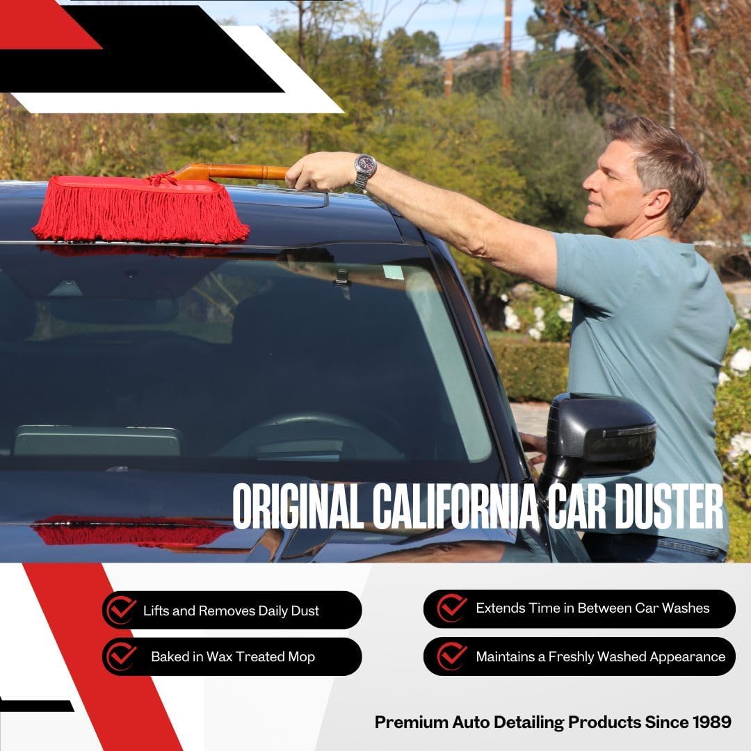 California Car Duster 62442 Standard Car Duster with Wooden Handle,Red
