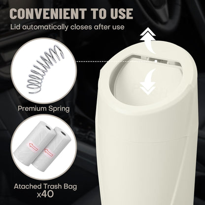 Car Trash Can Bin with Lid - Car Garbage Can Cup Holder - Pink Mini Leakproof Vehicle Garbage Bin with 20pcs Trash Bags - Automobile Organizers and Storage for Front Back Seat Accessories