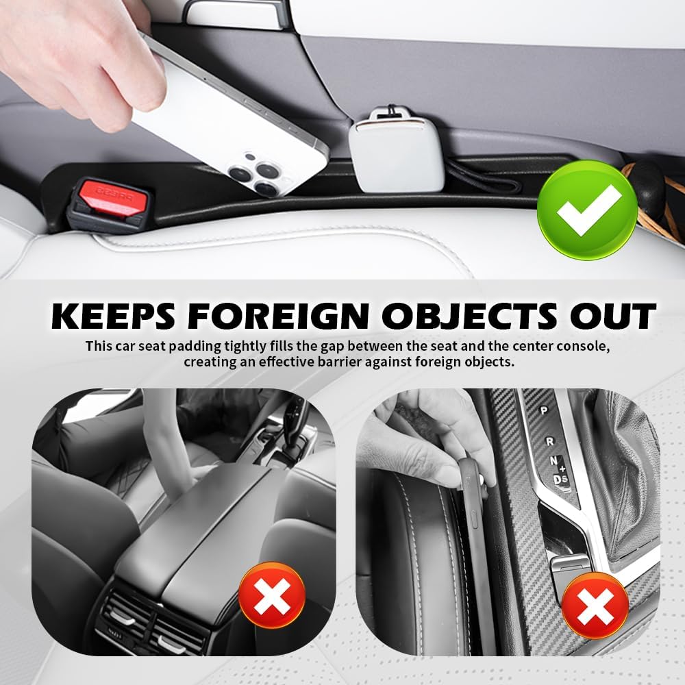 2PCS Car Seat Gap Filler Organizer,2 in 1 Car Gap Filler with Fill and Storage Function for Storing Phones Keys Cards,Universal Multifunctional No Drop Seat Guard for Cars