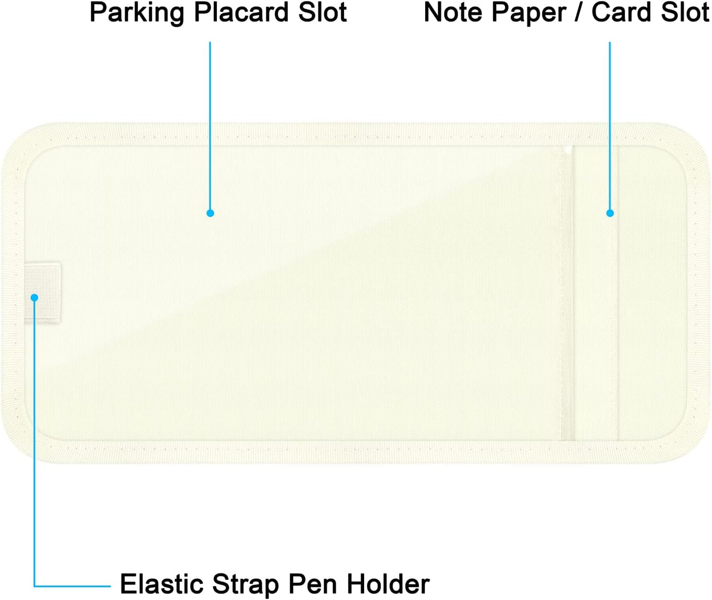 Handicap Placard Holder for Auto, Wisdompro Disabled Parking Permit Sign Protector for Car Sun Visor with Note Paper Slot, Pen Holder and Elastic Strap - Black