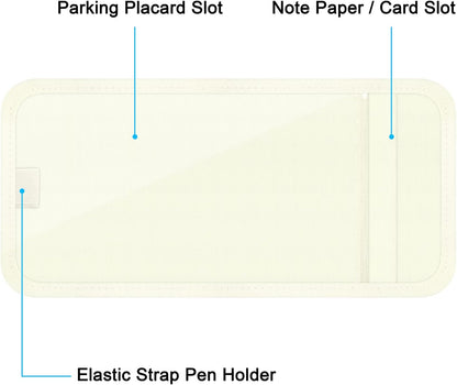 Handicap Placard Holder for Auto, Wisdompro Disabled Parking Permit Sign Protector for Car Sun Visor with Note Paper Slot, Pen Holder and Elastic Strap - Black