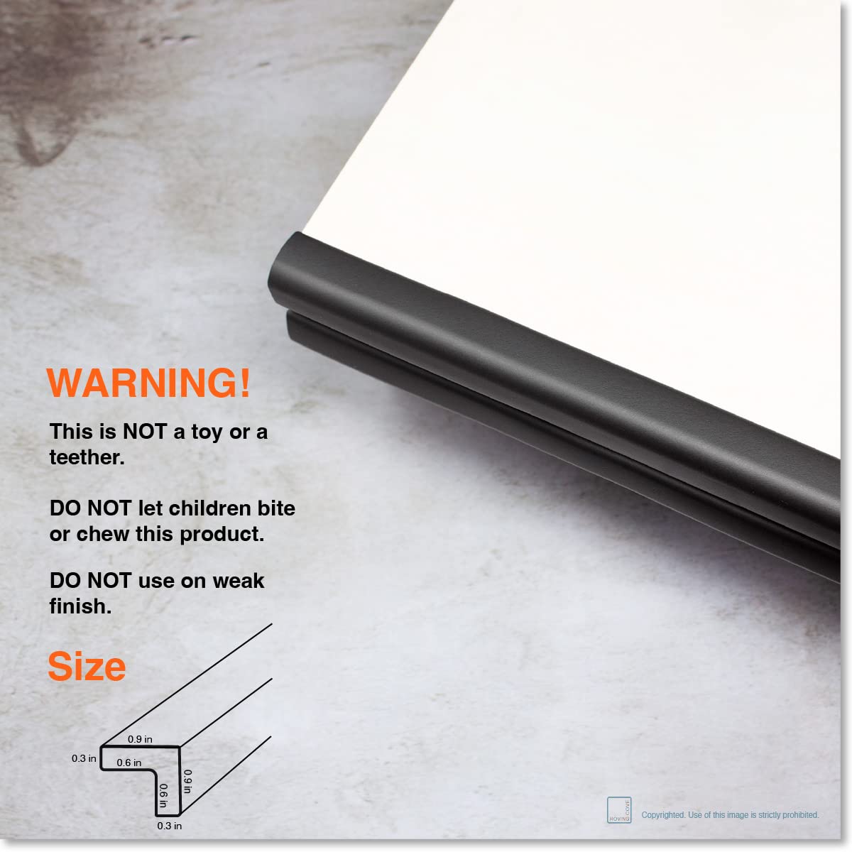Roving Cove HeftyFit Edge Protector for Baby Proofing (6ft Large Edge Only), Heavy-Duty Soft Rubber Foam Furniture Edge Bumper Guards, Desk Edge Cushion, Wall Corner Covers, 3M Adhesive, Onyx Black