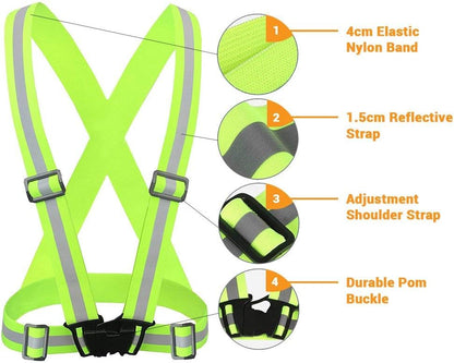 Chiwo Reflective Vest Running Gear 2Pack, High Visibility Adjustable Safety Ves for Night Cycling,Hiking, Jogging,Dog Walking