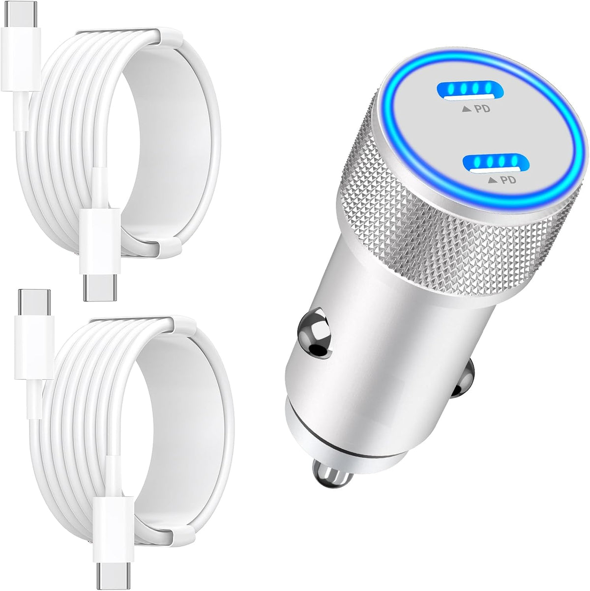 [Apple MFi Certified] iPhone 17 Car Charger, Linocell 90W USB C Car Charger Dual PD Power Cigarette Lighter Adapter with 2Pack Type C Braided Cable for iPhone 17/17 Pro Max/16/15/Galaxy S26/S25/Pixel