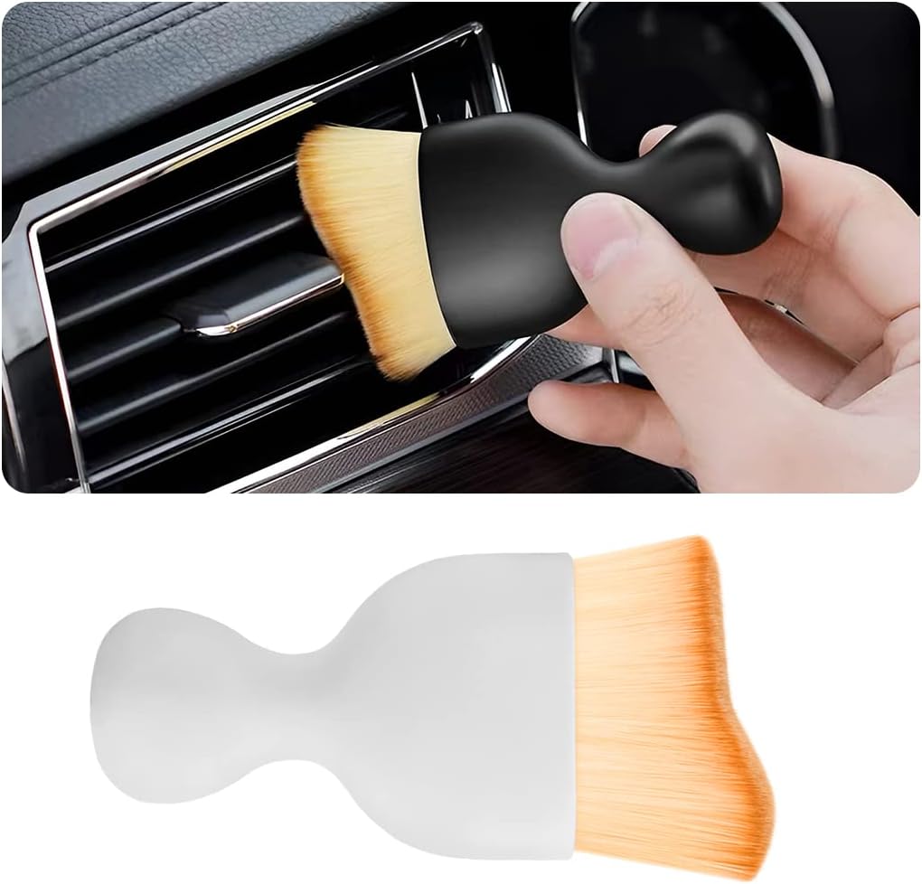 Blilo Car Interior Detailing Brush, Auto Soft Hair Cleaning Brushes, Curved Dirt Dust Collectors, Removal Tool for Dashboard Air Conditioner Vents Leather, Scratch Free (Black/1PCS)