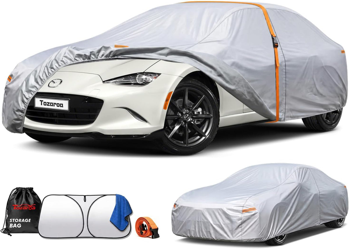 Car Cover Waterproof All-Weather,Heavy-Duty Outdoor Full Exterior Automobiles Sedan/Coupe (Length 186-193 inch) with Windshield Sun Shade Universal Fit Toyota Camry, Tesla Model 3, Accord etc