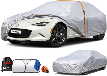 Car Cover Waterproof All-Weather,Heavy-Duty Outdoor Full Exterior Automobiles Sedan/Coupe (Length 186-193 inch) with Windshield Sun Shade Universal Fit Toyota Camry, Tesla Model 3, Accord etc