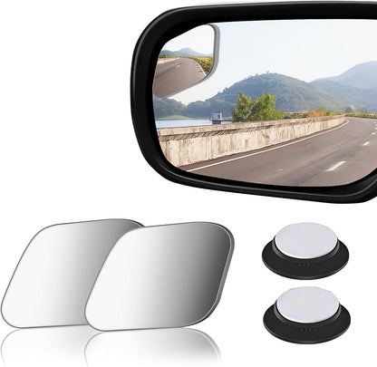 2 pcs Blind Spot Mirrors, 2" Round HD Glass Convex 360° Wide Angle Side Rear View Mirror with ABS Housing for Cars SUV and Trucks, Black, Pack of 2