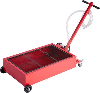 VEVOR Low Profile Oil Drain Pan, 15 Gallon Capacity, Rolling Oil Drain Pan with Electric Pump & 7.2 ft Hose, Leak-Proof & Corrosion-Resistant, Fit for Cars, SUVs, Trucks, Motorcycles, ATVs, Metal