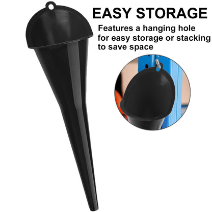 3-Pack Long-Neck Oil Funnels, 11" Multi-Purpose Funnels for Automotive & Motorcycle Use – Reusable Funnel for Oil, Gas & Transmission Fluid (Orange&Blue&Black)