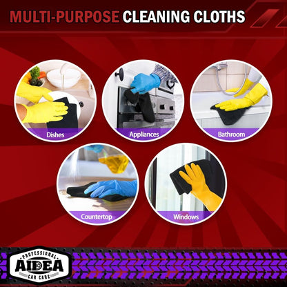 AIDEA Microfiber Cleaning Cloth 24 Pack, Microfiber Towels for Cars, Soft & Absorbent Cleaning Rags, Premium Lint Free Shop Towels for House, Kitchen, Car, 12inx16in