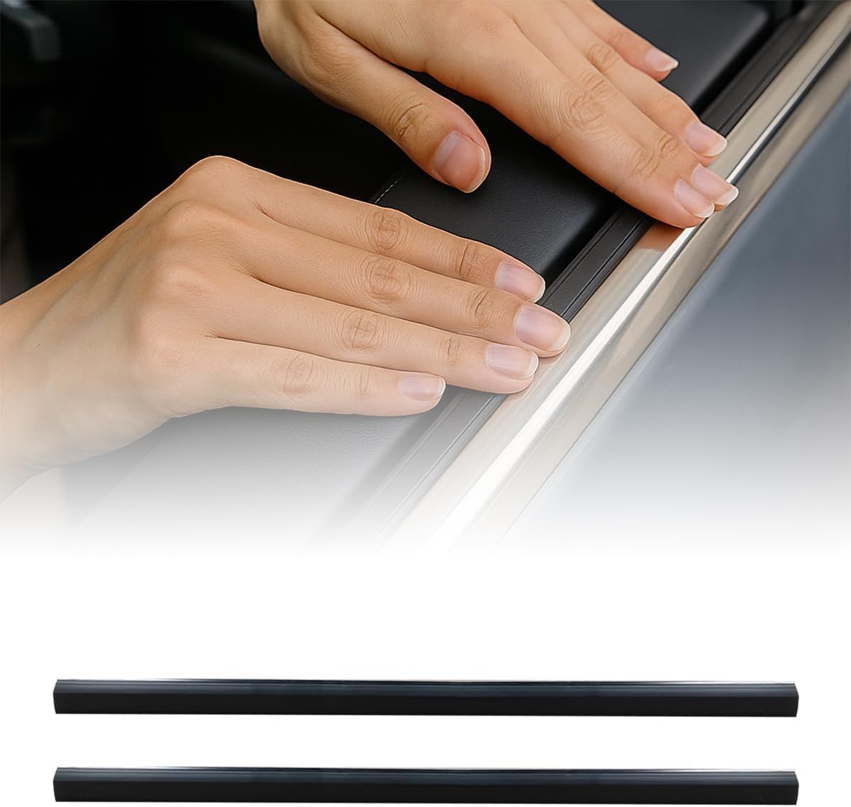 Car Rubber Side Window Wiper Blade, Multi-Function 14" Auto Door Glass Insert Wiper Strips, Universal Waterproof Automotive Window Gap Filler Accessories for Cars, Trucks, SUVs (2PCS)