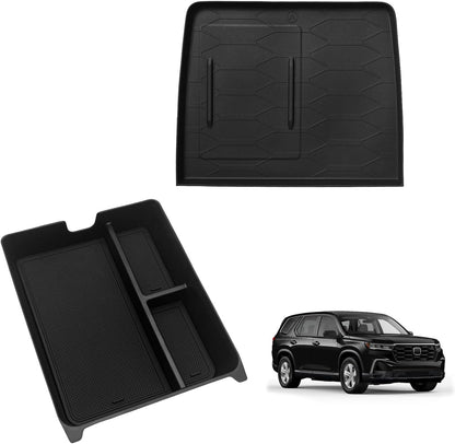 Muslogy Center Console Organizer Compatible with Honda Pilot 2023 2024 2025 2026, 2024-2026 Ridgeline/Passport Center Console Storage Box Divider Inserts Interior Accessories ABS Material(Gray)