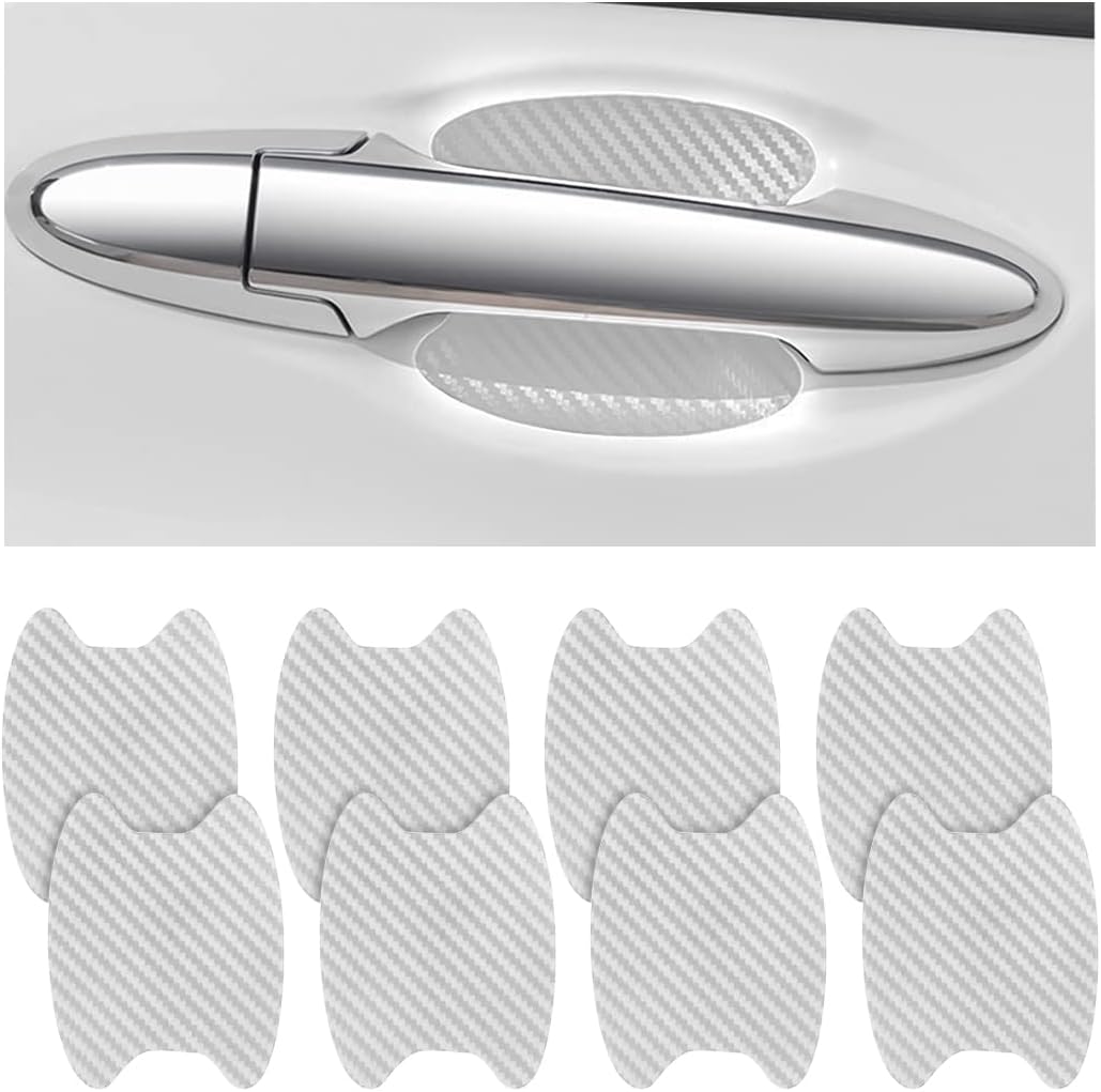 4PCS Sticker, Carbon Fiber Anti-Scratches Car Door Cup Protector, Non-Marking Auto Door Handle Protective Film, Universal for Most Car Handles (Black/4PCS)