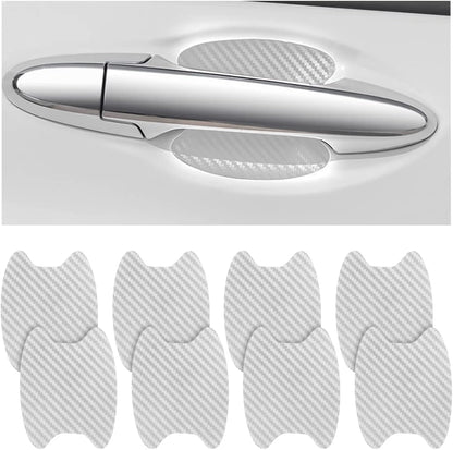 4PCS Sticker, Carbon Fiber Anti-Scratches Car Door Cup Protector, Non-Marking Auto Door Handle Protective Film, Universal for Most Car Handles (Black/4PCS)