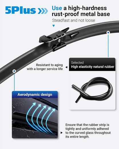 20"-2 Pack Windshield Wiper Blades Replacement For Ford F150 F250 F350 F450 F550 2008-1999 Expedition 2006-1999 Explorer 2010-2005 Mustang 2004-1999, Windshield Wiper Blades For My Car