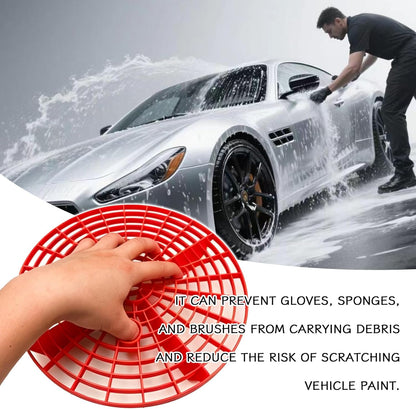2 PCS Car Wash Bucket Insert Dirt Guard, Grit Trap Dirt Lock Filter for 3-5 Gallon 12 Inch Buckets, Automotive Detailing Wash Tool for to Prevent Swirl Marks (Black+Red)