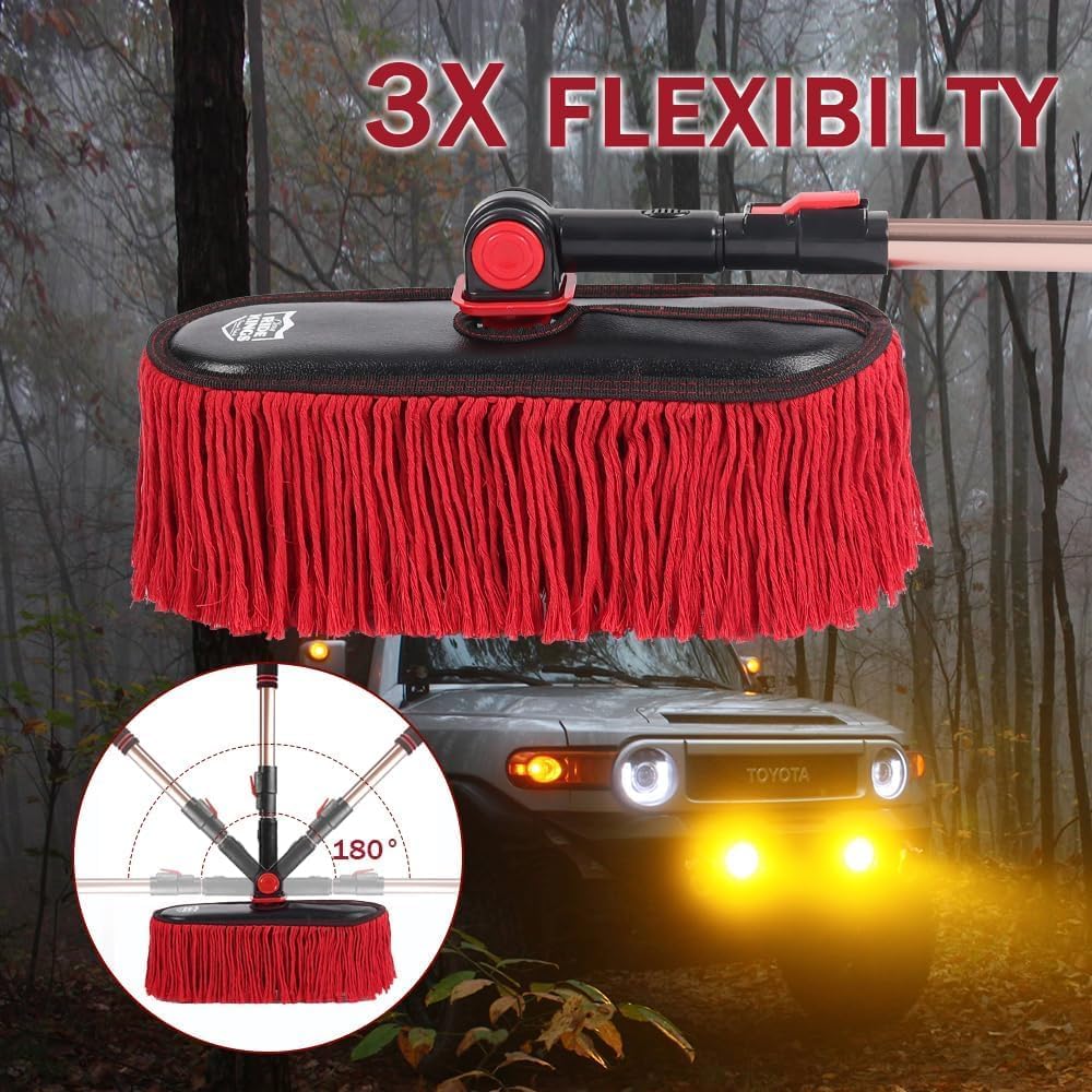 Car Duster Exterior Scratch Free,Car Dusters Extendable Handle Cleaning Exterior,Detailing Brush Kit for Truck,SUV,Caravan,Motorcycle,Wax Cotton Fabric,Waterless Wash Equipment