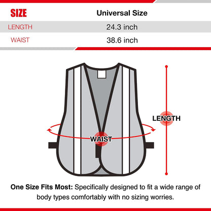 KAYGO High Visibility Safety Vest 1-Inch Reflective Strips Front/Back, KG0008, Breathable Mesh, One Size, Unisex